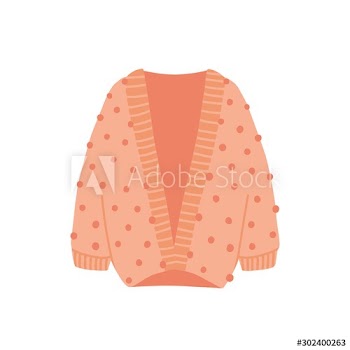 Knitted cardigan flat vector illustration