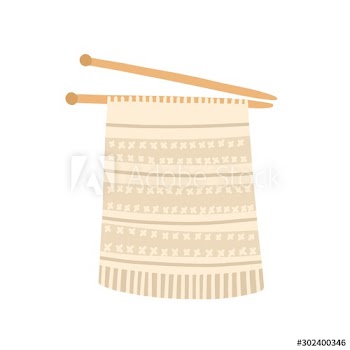 Knitted needles flat vector illustration