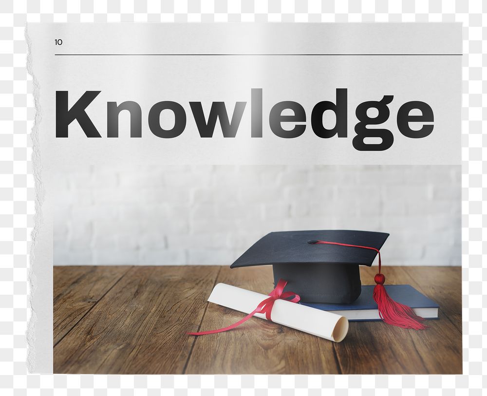 Knowledge png newspaper, graduation cap, | Free PNG - rawpixel
