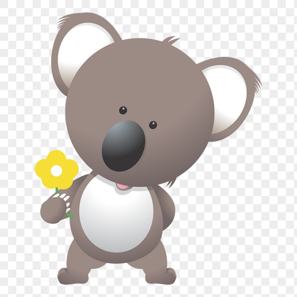 Koala holding png flower sticker, | Free PNG - rawpixel