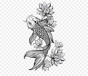 Koi Abziehtattoo Nelumbo nucifera Flash - koi fish/ 