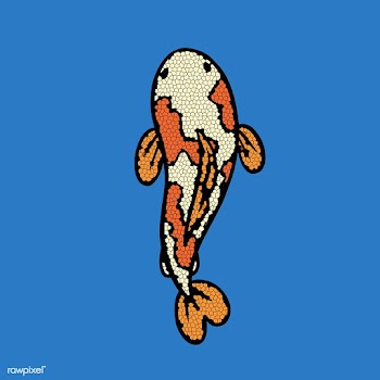 Koi carp fish sticker on blue background | Free  illustration - 2356968