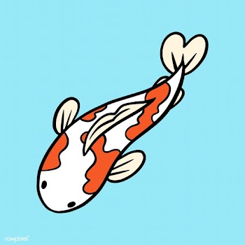 Koi carp fish sticker on blue background vector | Free  vector - 2358728