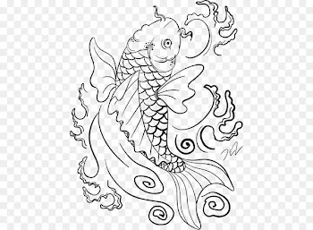 Koi Fish Drawing Carp Coloring book - koi tattoo 