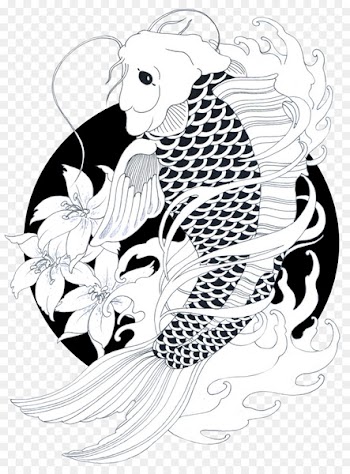 Koi Goldfish Drawing Carp Black and white - koi 