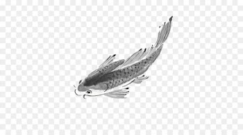 Koi Ink wash painting Gongbi - Ink fish 