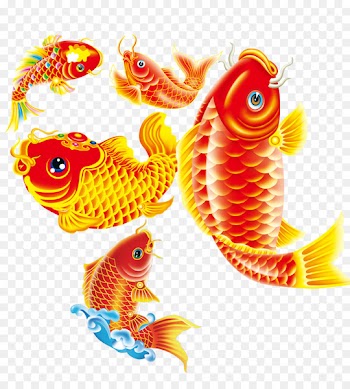Koi New Year picture Fish - Free hand-painted red carp pull material 