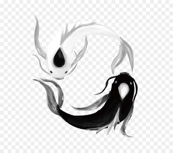 Koi Yin and yang Tattoo Black and white Idea - fish 