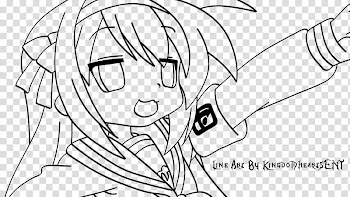 Konata Haruhi Cosplay Line Art transparent background PNG clipart