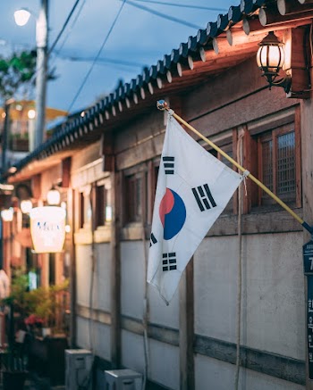 Korean Flag Hanging Outside A House