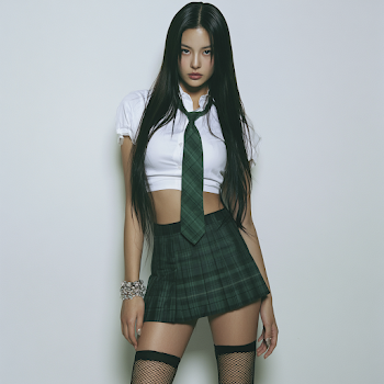 Korean Girl Group Star in School Uniform Pose