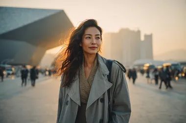 Korean Woman in Futuristic Metropolis Korean Woman in Futuristic Metropolis