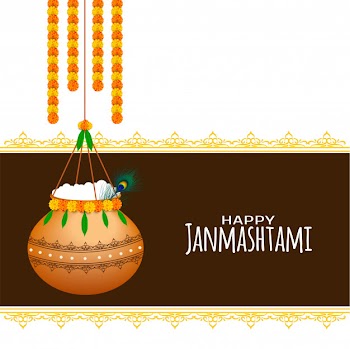 Krishna janmashtami indian festival elegant background Free Vector