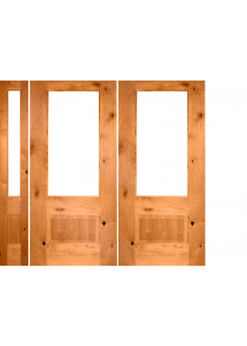 Krosswood Knotty Alder 3/4 Lite Open Rim Double Doors + 1 KW-434 ...
