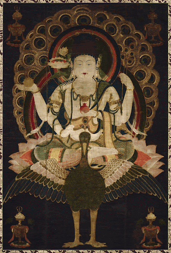 Kujaku Myoo (Mahamayuri) (絹本著色孔雀明王像, kenpon | Free Photo - rawpixel