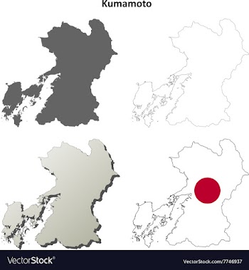 Kumamoto blank outline map set vector image