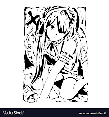 kurumi cutting image art in black
