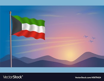 kuwait flag in the morning sun