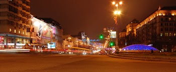 KYIV - DECEMBER 24: Ukraine's most famous street, Khreshchatyk, amid conflicts over gas supplies between Russia and Ukraine December 24, 2008 in Kyiv, Ukraine.