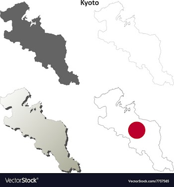 Kyoto blank outline map set vector image
