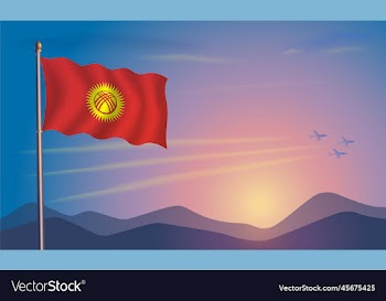 kyrgyzstan flag in the morning sun