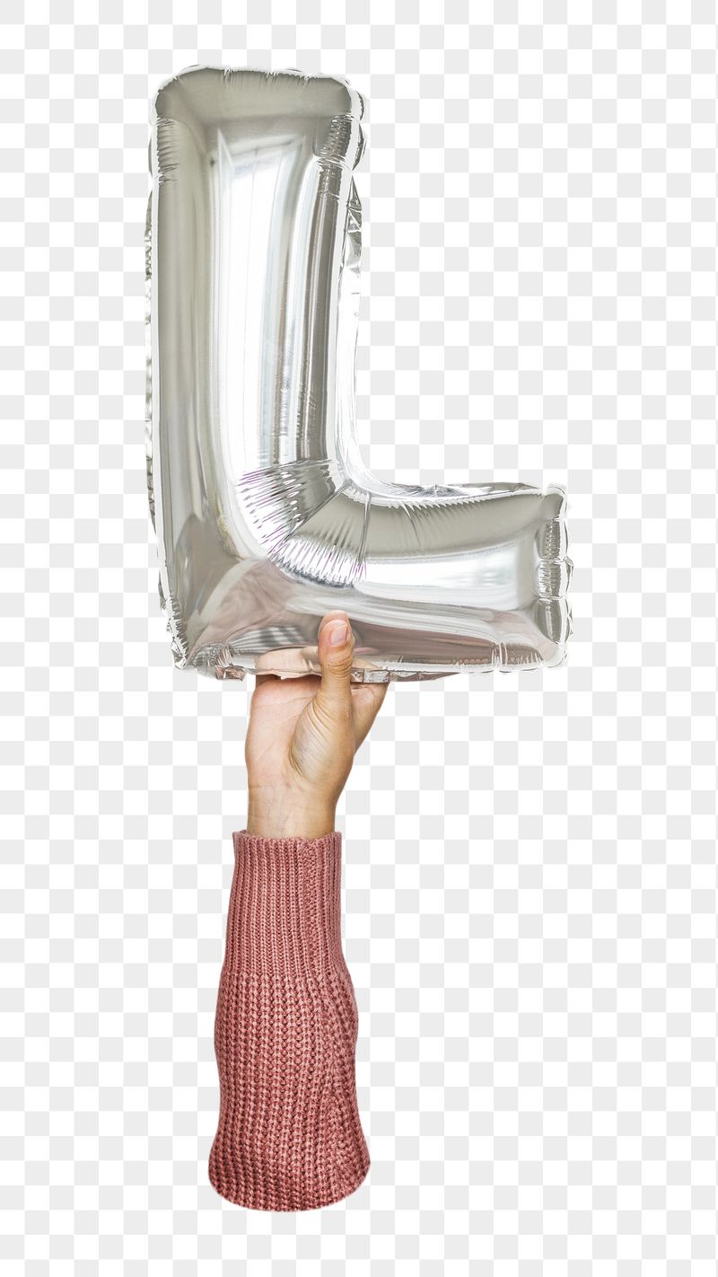 L balloon png sticker, silver | Free PNG - rawpixel
