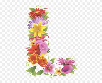 Английский Алфавит, Буква L, Цветочный Алфавит, Цветы, - Buchstabe L Mit Blumen