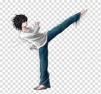 L Capoeira Kick Death Note Anime, Anime transparent background PNG clipart