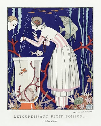 L'&eacute;tourdissant petit poisson: Robe d'&eacute;t&eacute; (1914) fashion illustration in high resolution by George Barbier. Original from The Rijksmuseum. Digitally enhanced by rawpixel.