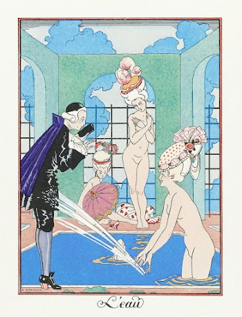 L'Eau (1917&ndash;1920) fashion illustration in high resolution by George Barbier. Original from The Rijksmuseum. Digitally enhanced by rawpixel.