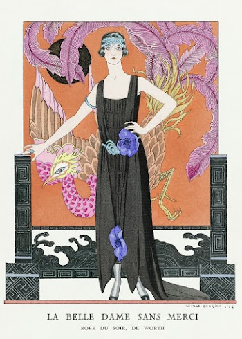 La belle dame sans merci: Robe du soir, de Worth (1921) fashion illustration in high resolution by George Barbier. Original from The Rijksmuseum. Digitally enhanced by rawpixel.