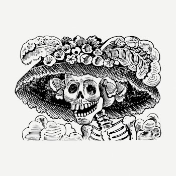 La Calavera Catrina drawing clipart, | Free PSD - rawpixel