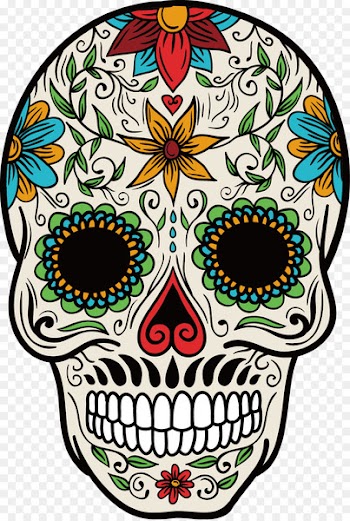 La Calavera Catrina Mexican cuisine Mexico Day of the Dead - Vector color hand-painted skull pattern 