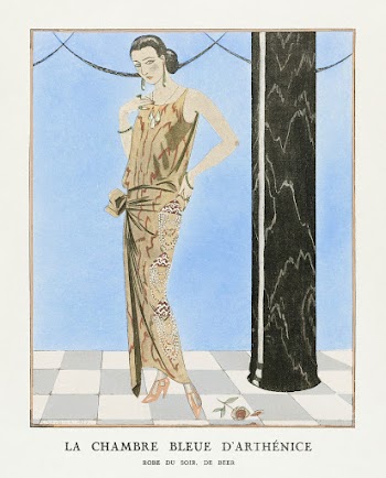 La chambre bleue d'arth&eacute;nice: Robe du soir, de Beer (1923) fashion illustration in high resolution by George Barbier. Original from The Rijksmuseum. Digitally enhanced by rawpixel.
