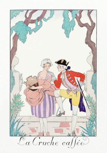 La Cruche caff&eacute;e (1925) fashion illustration in high resolution by George Barbier. Original from The Rijksmuseum. Digitally enhanced by rawpixel.