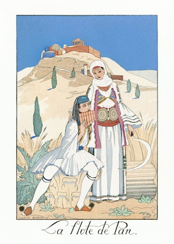 La flute de Pan (1923) fashion illustration in high resolution by George Barbier. Original from The Rijksmuseum. Digitally enhanced by rawpixel.