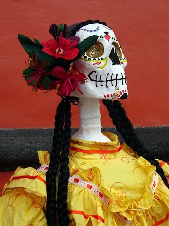 La Katrina Figurine With Yellow Dress