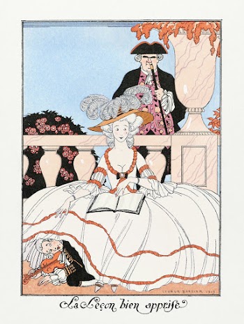 La Le&ccedil;on bien apprise (1919) fashion illustration in high resolution by George Barbier. Original from The Rijksmuseum. Digitally enhanced by rawpixel.
