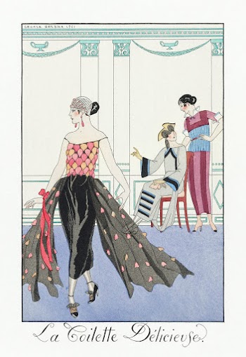 La Toilette D&eacute;licieuse (1922) fashion illustration in high resolution by George Barbier. Original from The Rijksmuseum. Digitally enhanced by rawpixel.