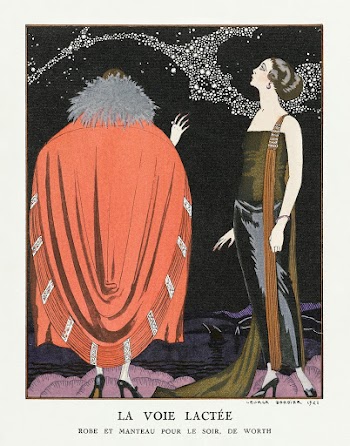 La voie lact&eacute;e: Robe et manteau pour le soir, de Worth (1921) fashion illustration in high resolution by George Barbier. Original from The Rijksmuseum. Digitally enhanced by rawpixel.