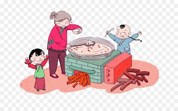Laba congee Laba Festival Chinese New Year Traditional Chinese holidays - Brown cartoon family decoration pattern 