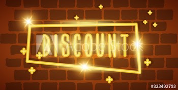 label discount neon light in wall design