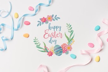 Label mockup with easter concept Free Psd