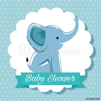 label of elephant with ribbon message decoration