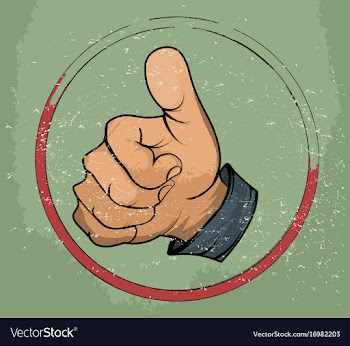 Label with a thumbs vector image