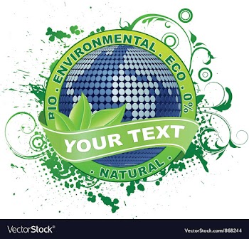 Label with globe vector image