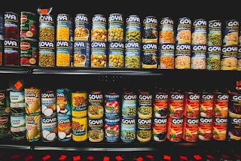 Labeled Can Lot on shelves