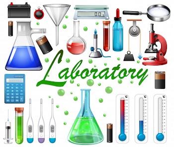 Laboratory equipments on white background Free Vector