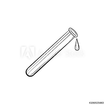 Laboratory tube with blood drop hand drawn outline doodle icon