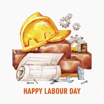Labour day with hard hat Free Vector